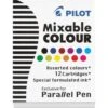 Pilot Parallel Pen Ink Cartridges - 12 Assorted Colours