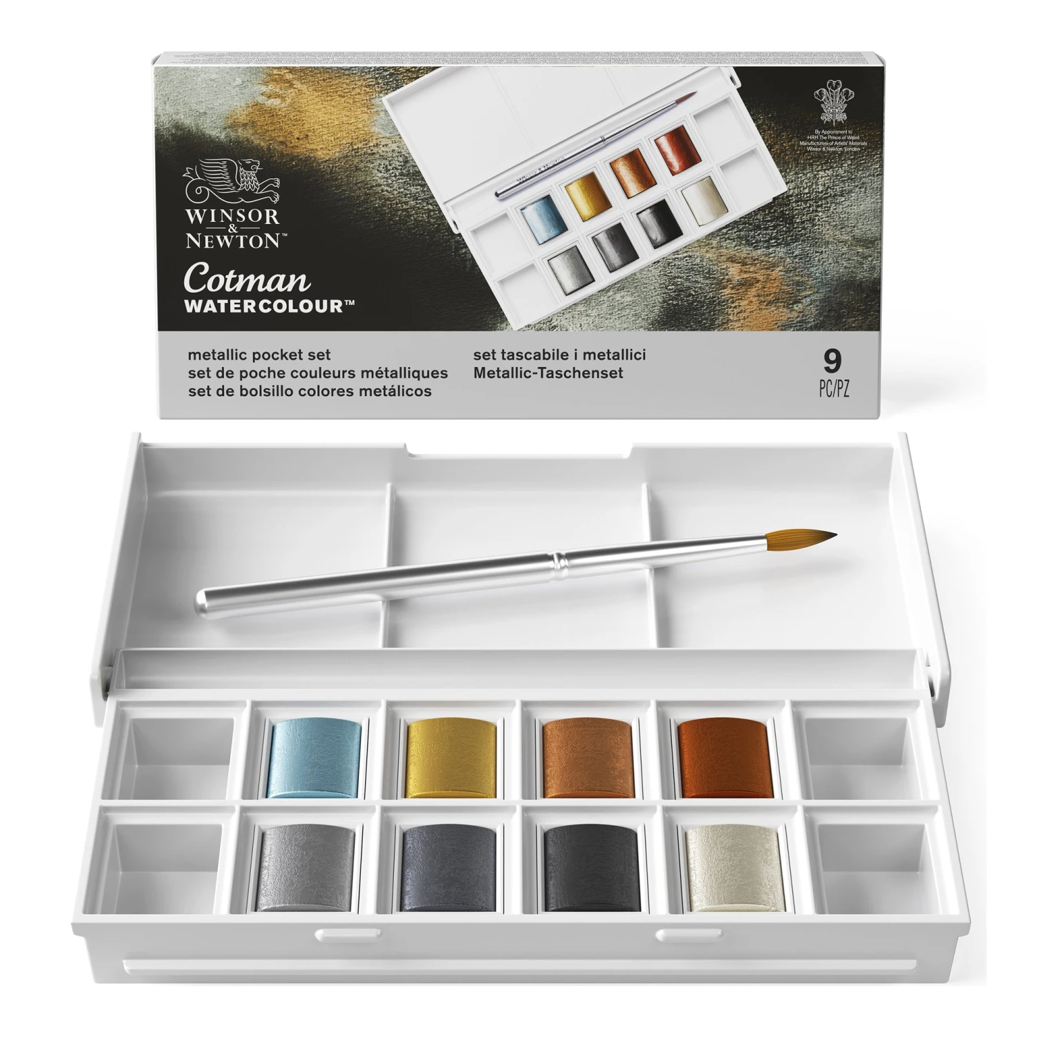 Winsor & Newton Watercolour 8 Half Pan Metallic Pocket Set 1 Winsor & Newton Watercolour 8 Half Pan Metallic Pocket Set