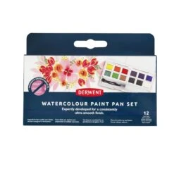 Derwent Watercolour Paint Pan Set Of 12 6 Derwent Watercolour Paint Pan Set Of 12 -Painting Supplies Watercolour Paint 12 Pan closed box
