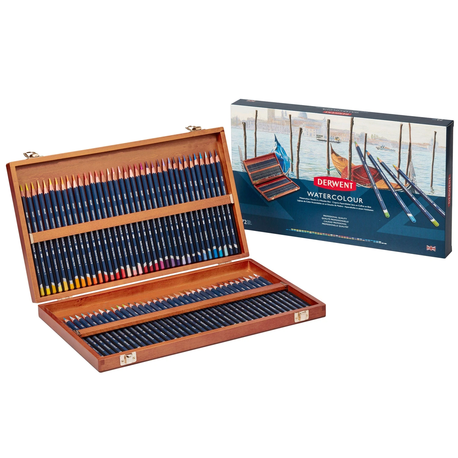 Derwent Watercolour Wood Box Set Of 72 Pencils 2 Derwent Watercolour Wood Box Set Of 72 Pencils - Image 2