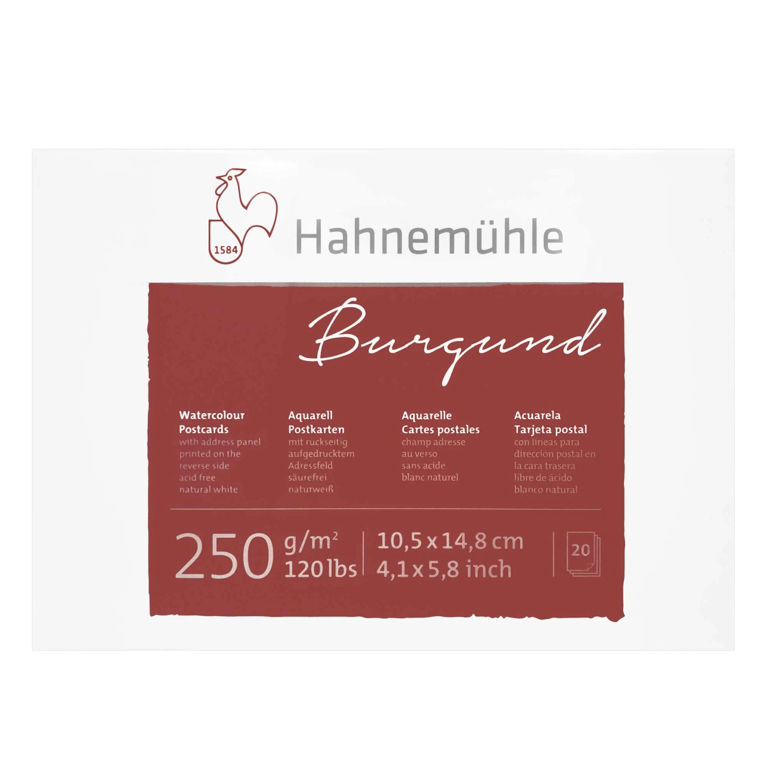 Hahnemühle Watercolour Postcard Pad - 250gsm (120lbs) - 20 Sheets 1 Hahnemühle Watercolour Postcard Pad - 250gsm (120lbs) - 20 Sheets
