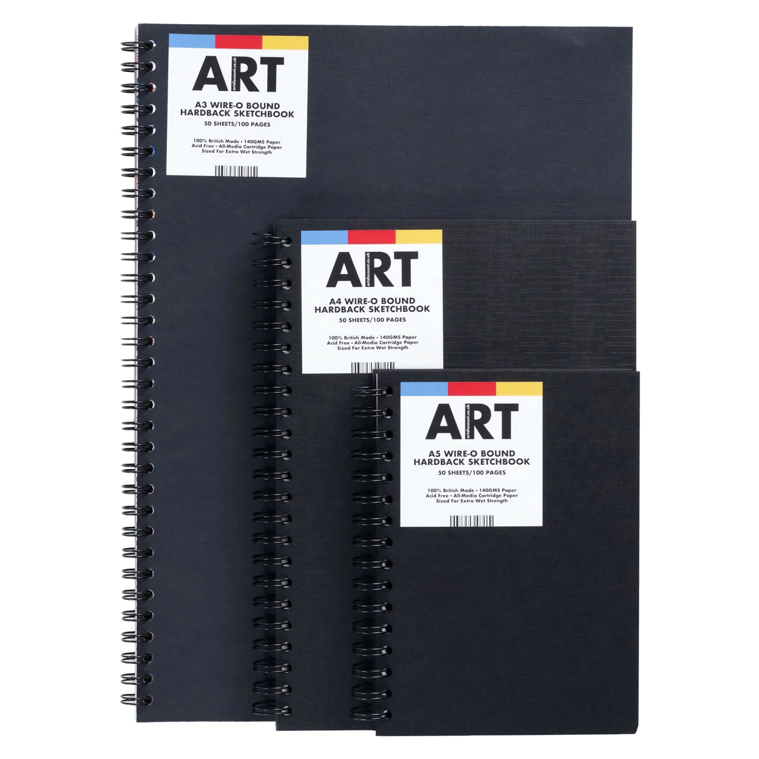 ARTdiscount Wire-o Bound Hardback Sketchbook 160gsm - 50 Sheets 1 ARTdiscount Wire-o Bound Hardback Sketchbook 160gsm - 50 Sheets