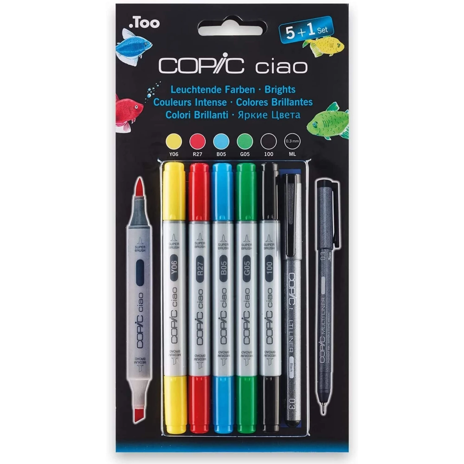 COPIC Ciao Marker 5+1 Brights Set 1 COPIC Ciao Marker 5+1 Brights Set