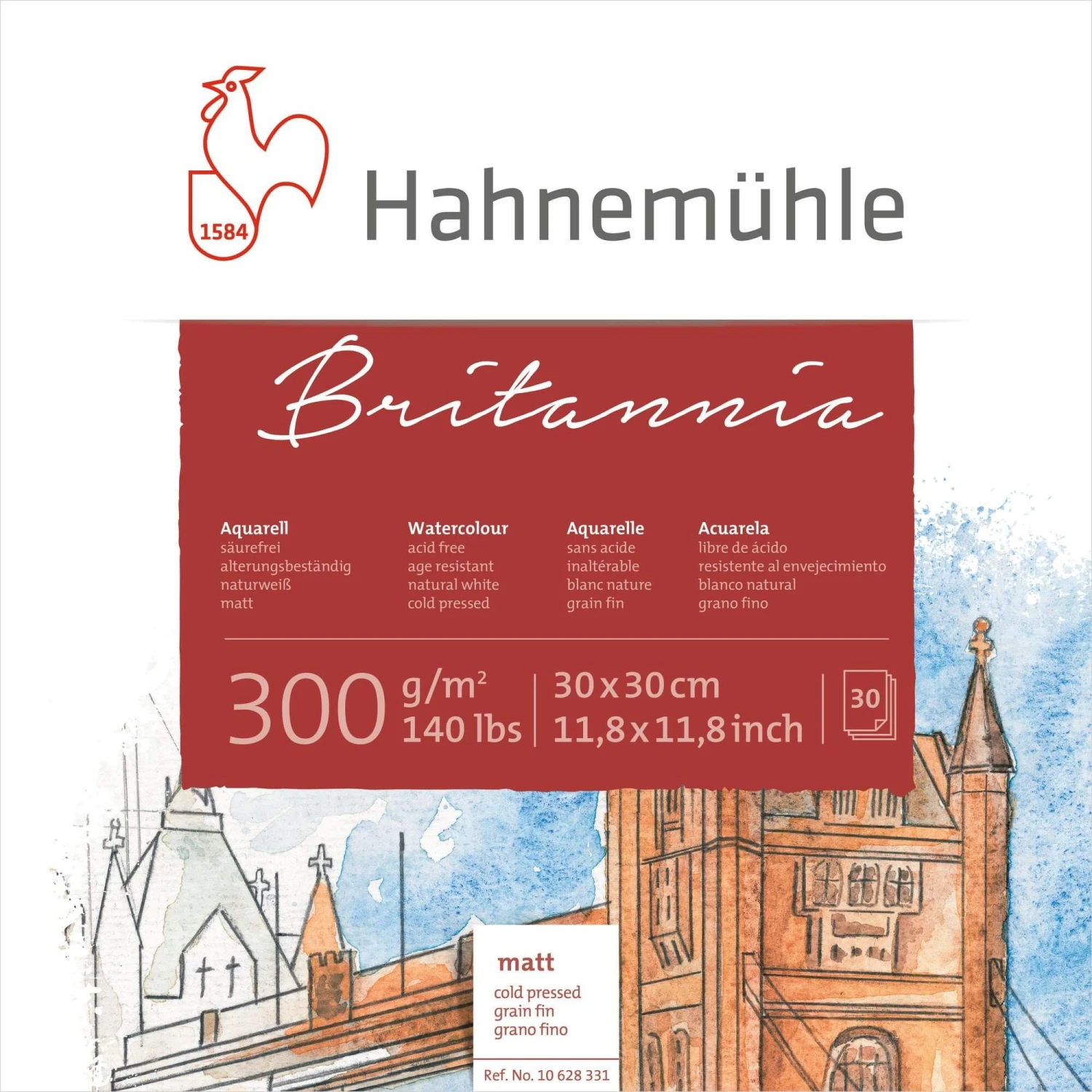 Hahnemühle Britannia Square Watercolour Blocks - 300gsm (140lb) - Cold Pressed 1 Hahnemühle Britannia Square Watercolour Blocks - 300gsm (140lb) - Cold Pressed