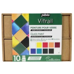 Pebeo Vitrail Glass Painting Set - 10 X 45ml 6 Pebeo Vitrail Glass Painting Set - 10 X 45ml -Painting Supplies glass 1
