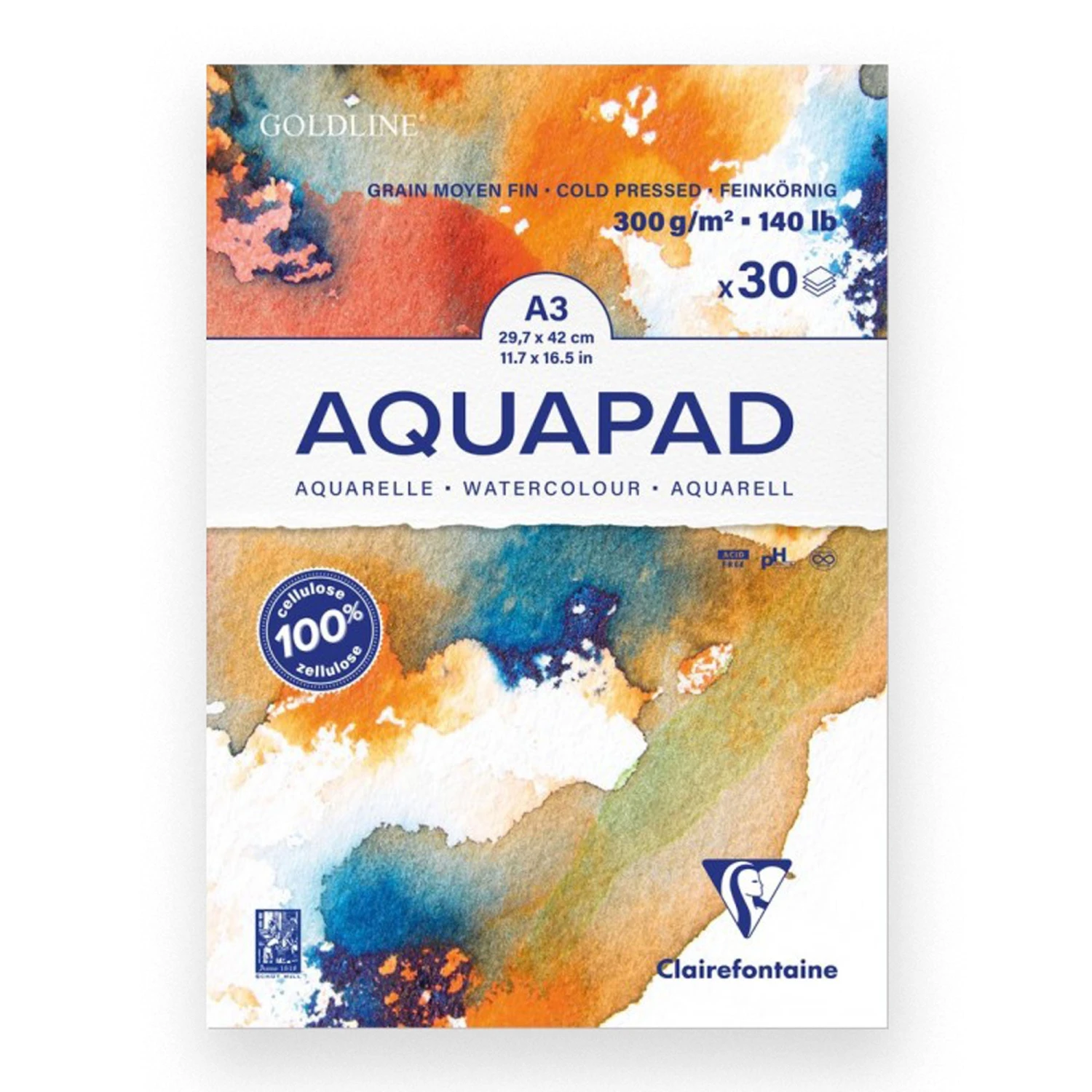Clairefontaine Goldline Aquapad 300gsm Cold Pressed 2 Clairefontaine Goldline Aquapad 300gsm Cold Pressed - Image 2
