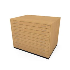 Wooden Plan Chest Traditional -Painting Supplies light oak