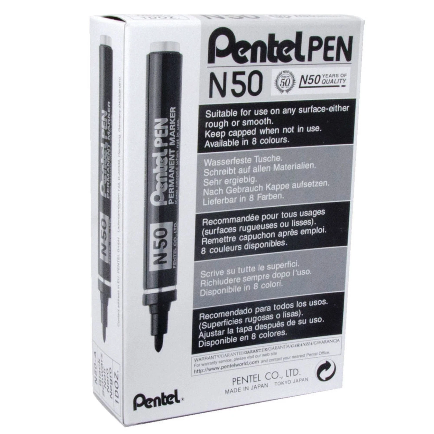 Pentel Black Bullet Point Permanent Markers - Box Of 12 2 Pentel Black Bullet Point Permanent Markers - Box Of 12 - Image 2