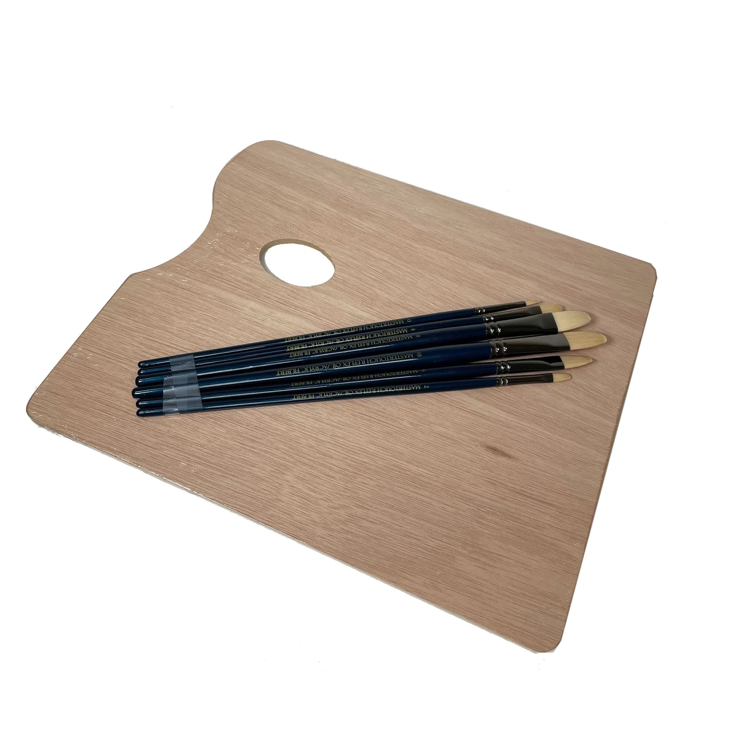 ARTdiscount Oil And Acrylic Pro Bundle - Filbert Brushes Set Of 6 / ARTdiscount Wooden Palette 2 ARTdiscount Oil And Acrylic Pro Bundle - Filbert Brushes Set Of 6 / ARTdiscount Wooden Palette - Image 2