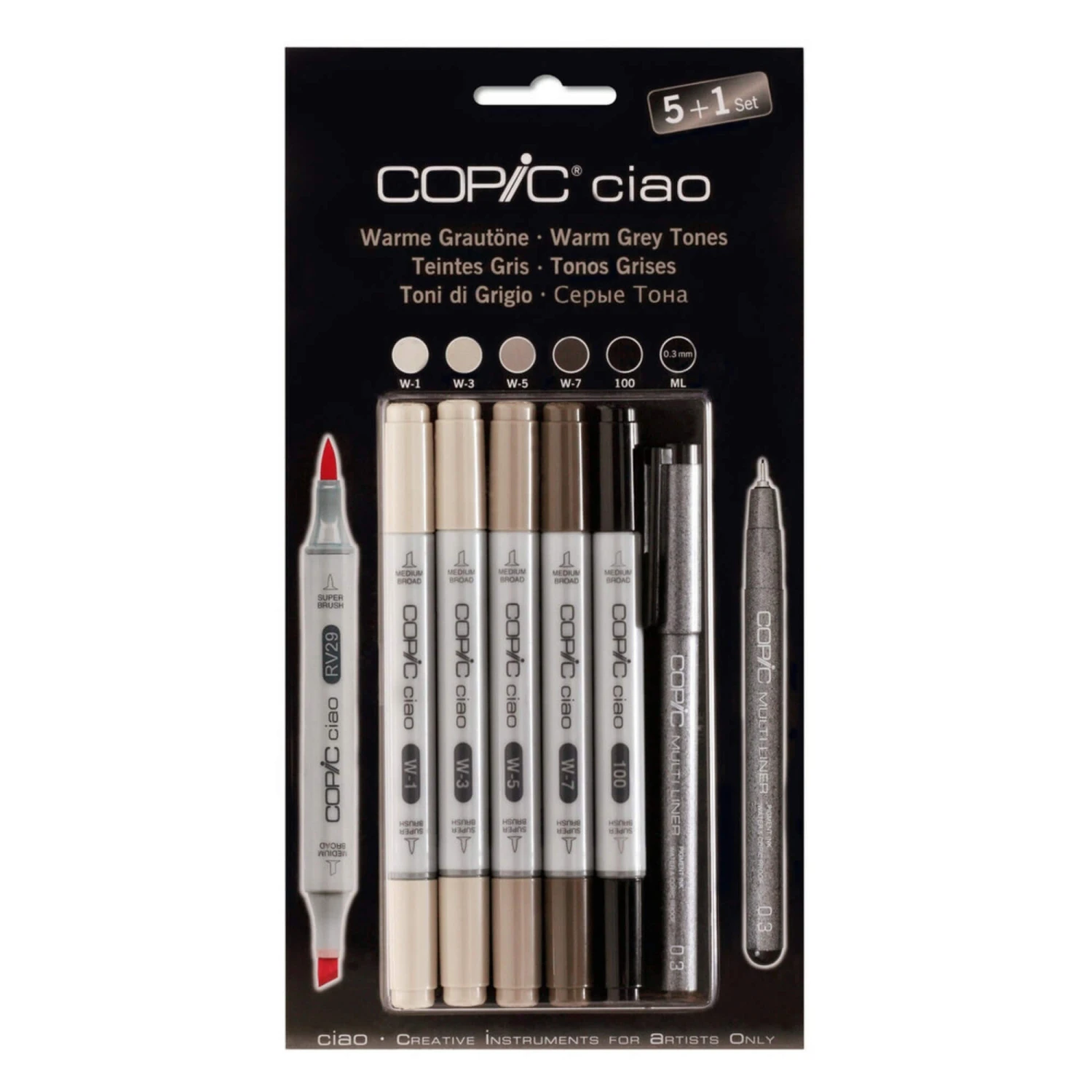 COPIC Ciao Marker 5+1 Grey Tones Set (WARM) 1 COPIC Ciao Marker 5+1 Grey Tones Set (WARM)