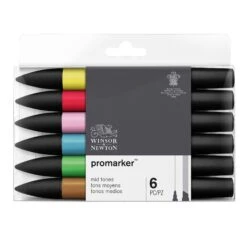 Winsor & Newton Promarkers Collectors Sets Of 6 -Painting Supplies winsor newton promarker set mid tones